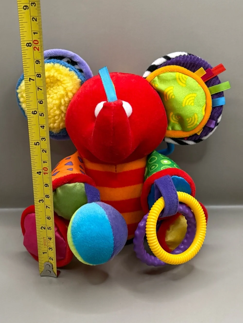 Vintage Lamaze Red Elephant Plush Stuffed Animal Baby Sensory Learning Toy